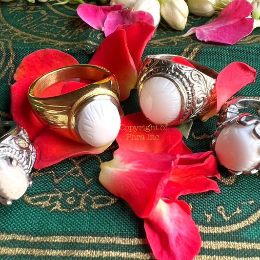 Coconut Pearl Ring - Cincin Buntat Kelapa - Crystal Feng Shui Jade Ring Stone