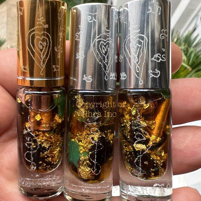Nam Man Maha Khun Paen attraction oil bottle close up