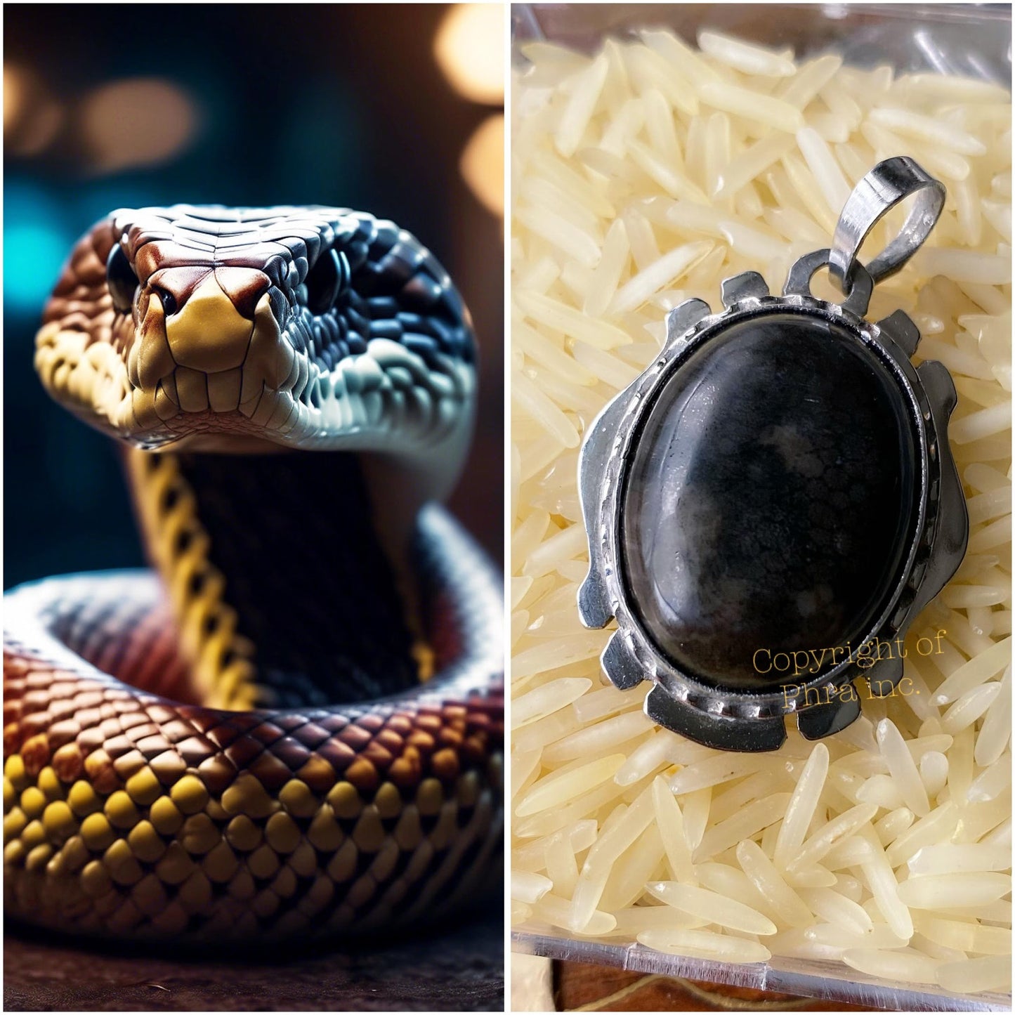 Powerful Rare Black Cobra Pearl (Nagamani) Stainless Steel Pendant Charm Wealth Luck Rich Money Gambling Spell Talisman Khodam Jinn Bezoa