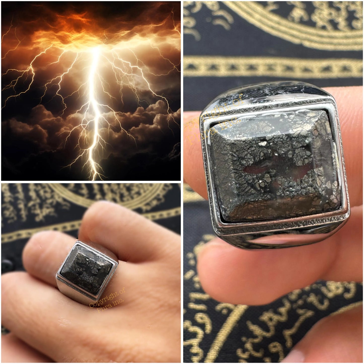 Powerful Lightning Stone Ring - Batu Petir for Protection, Strong Spiritual Energy, Internal Healing, Psychic Development