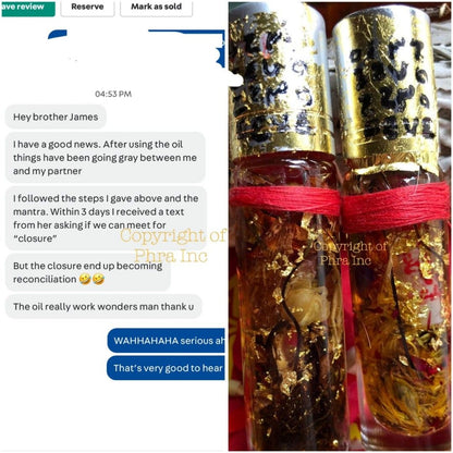 Close up of the wealth attraction oil label