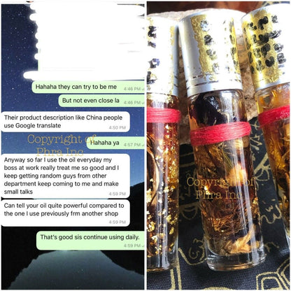 Love and wealth oil bottle with cap removed
