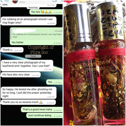 Love and wealth oil bottle and box shown together