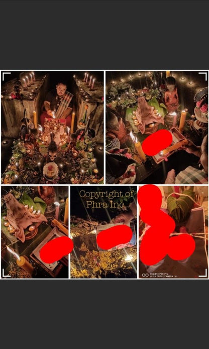 Ritual candles and items arranged for the Extreme Love Ritual