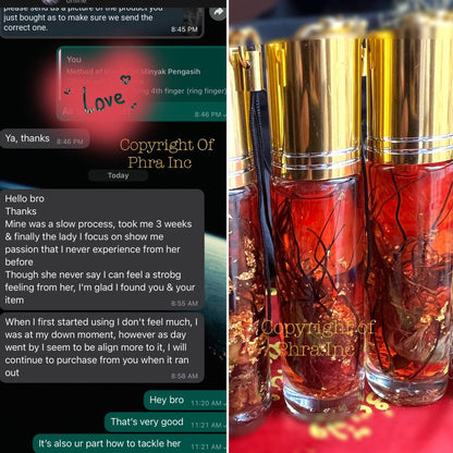 Another angle of the love attraction oil bottle