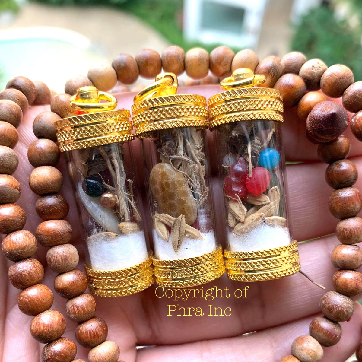 5 Legendary Mustika Pearls wealth takrut amulet, front view