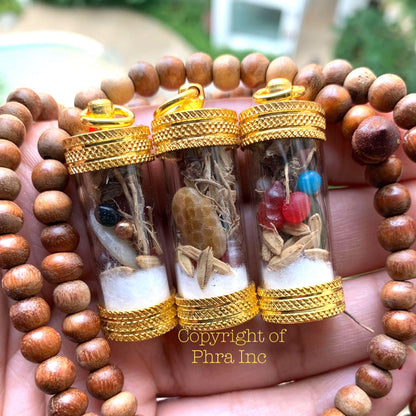 5 Legendary Mustika Pearls wealth takrut amulet, front view