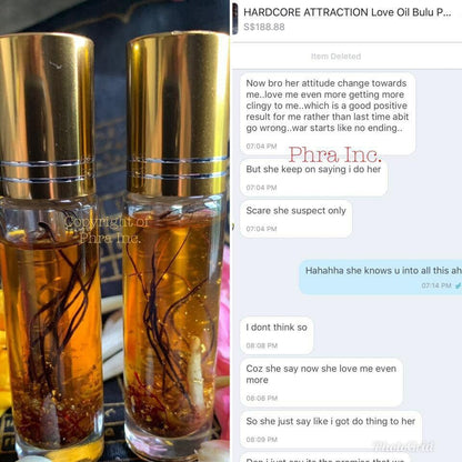 Bulu Perindu 12 gemstones oil bottle, angled view