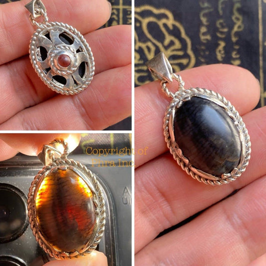 Cobra Pearl and Centipede Pearl 2-in-1 silver pendant, front view