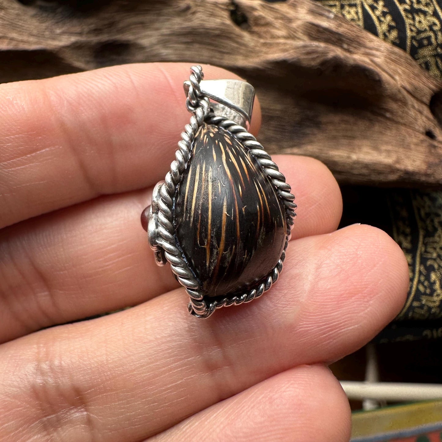 Tantric Coconut Pearl & Centipede Pearl Pendant for Luck, Wealth