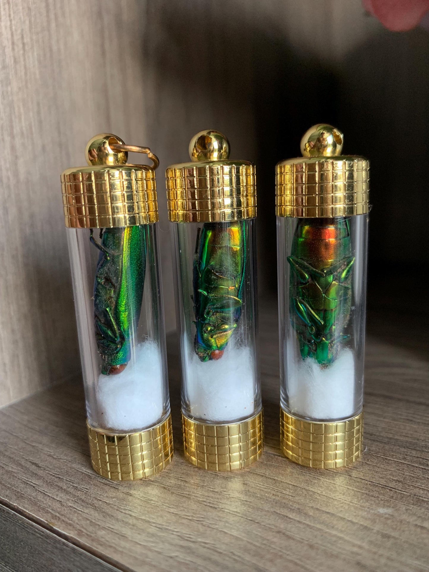 Iridescent Beetle Amulet Pendant, Lucky Charm Talisman, Thai Jewelry