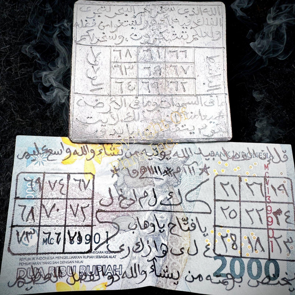 Wealth attraction talisman set displayed together