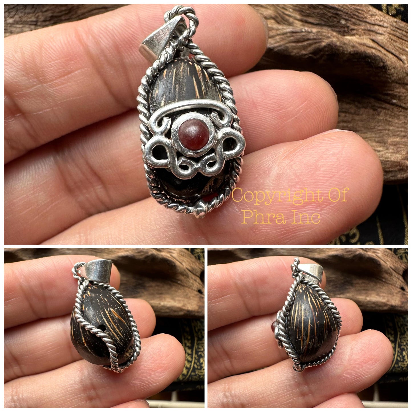 Tantric Coconut Pearl & Centipede Pearl Pendant for Luck, Wealth