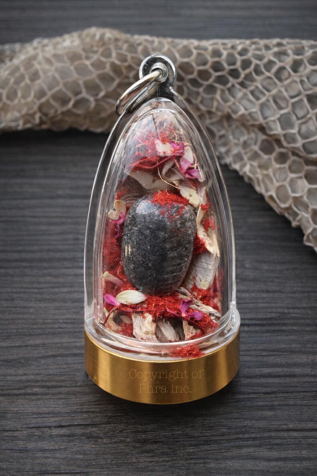 Naga Pearl King Cobra Crown Bezoar Amulet with Cobra Skin - Naga Snake Gem Stone Mustika for Wealth, Protection, Good Luck