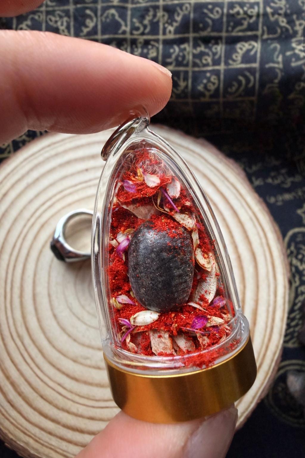 Naga Pearl King Cobra Crown Bezoar Amulet with Cobra Skin - Naga Snake Gem Stone Mustika for Wealth, Protection, Good Luck
