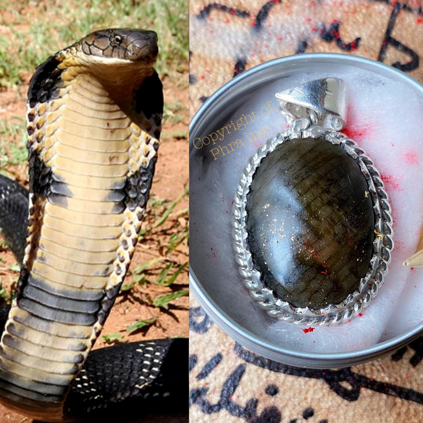 Nagamani Black Cobra Pearl Real Silver Pendant with King Centipede Pearl for Wealth, Protection, Authority, Success - No Khodam Jinn Amulet