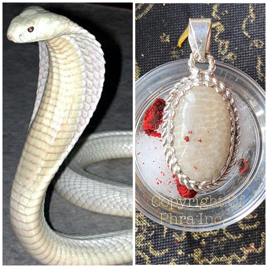 White Nagamani Cobra Pearl sterling silver pendant, front view