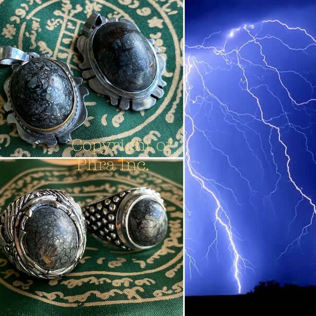 Powerful Lightning Stone (Batu Petir) - Protection, Strong Spiritual Energy, Internal Healing, Psychic Development - Spiritual Pendant/Ring
