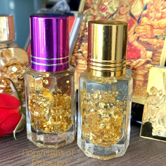 Wealth and luck Ruqyah abundance oil bottle, front view
