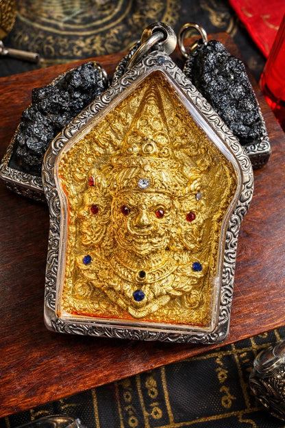 Asura wealth and protection talisman, angled view
