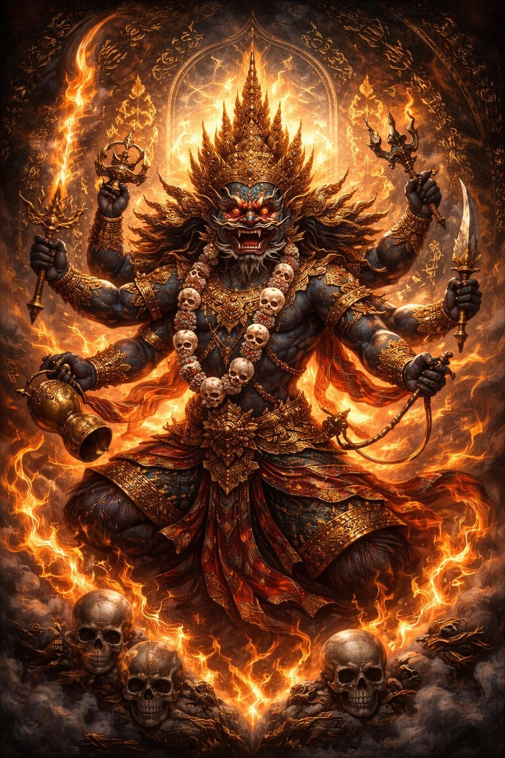 Extreme Black Magic Protection Kala Bhairav (Phra Pirab) Takrut Amulet, Hand-Drawn Protection Taweez Aghori Tantra, Shiva Aghori Magic