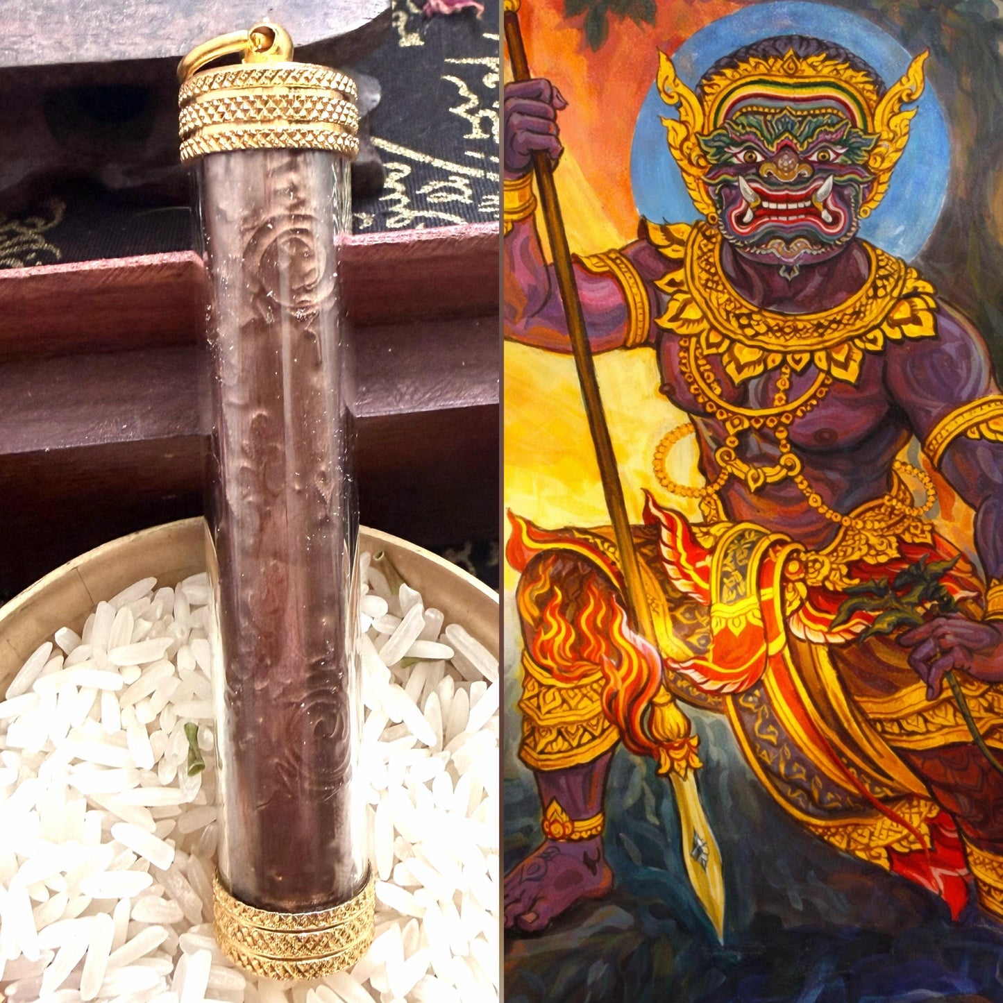 Extreme Black Magic Protection Kala Bhairav (Phra Pirab) Takrut Amulet, Hand-Drawn Protection Taweez Aghori Tantra, Shiva Aghori Magic