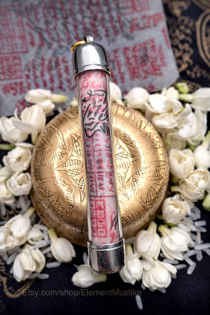 Kejawen White Tiger takrud, close-up detail of the casing