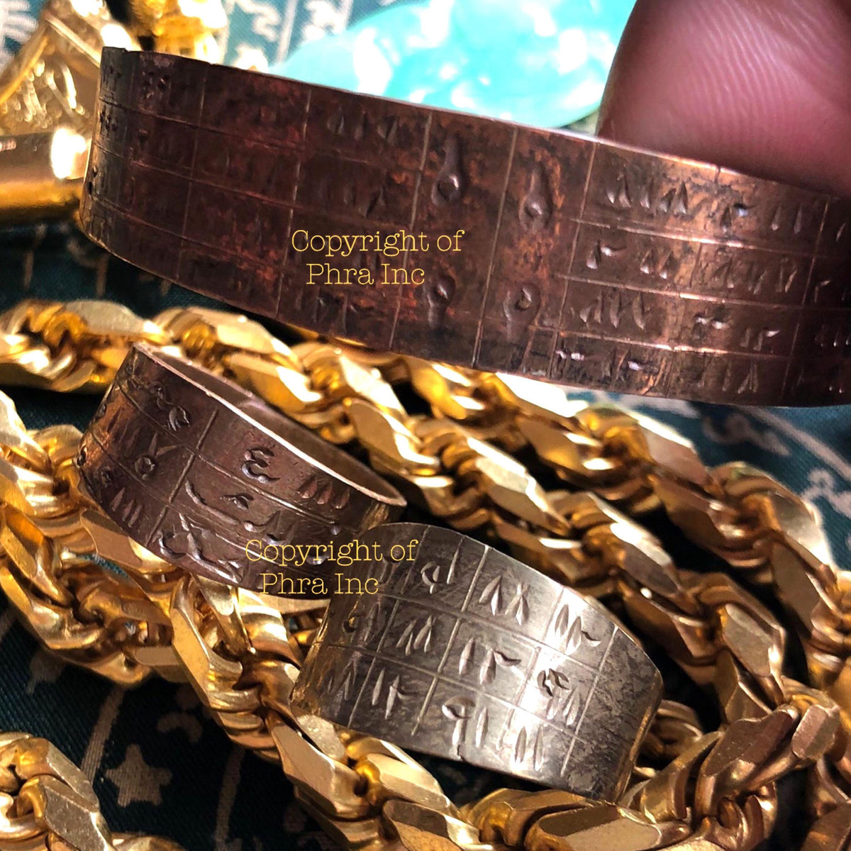 Wealth Blessing bangle worn on the wrist