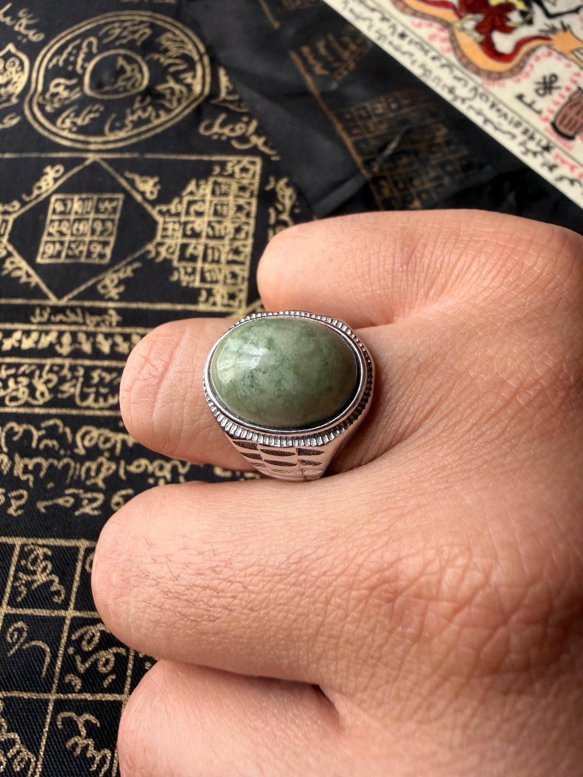 Hercules Stone Green Sojol ring, alternate angle