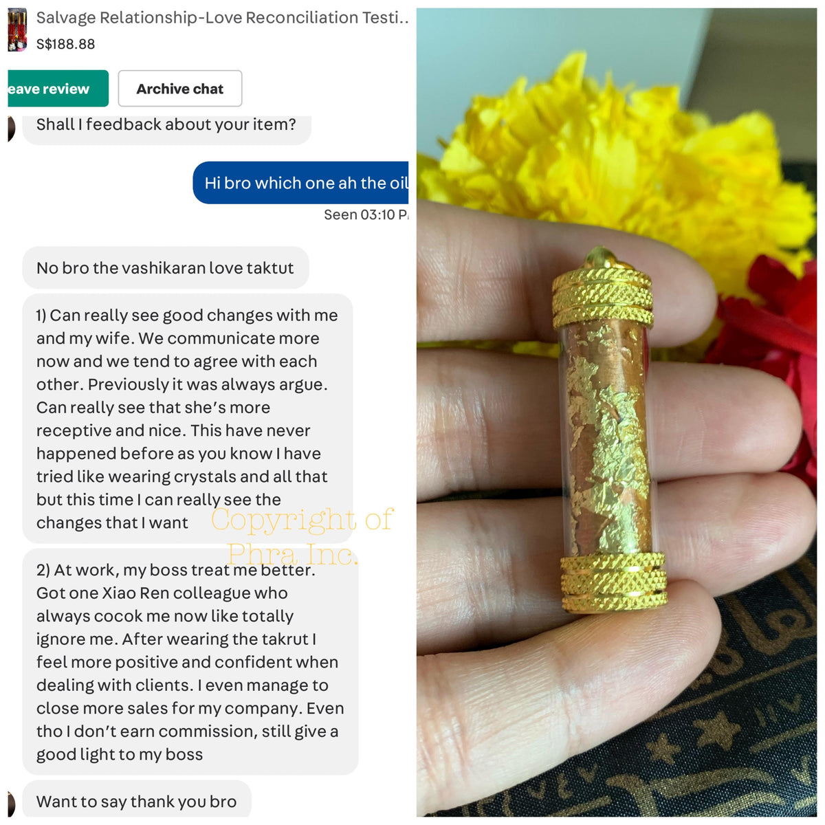 Vashikaran oil applied to the yantra during empowerment