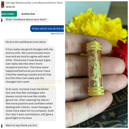 Vashikaran oil applied to the yantra during empowerment