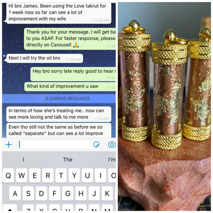 Preparation of the Vashikaran takrut with sacred yantras