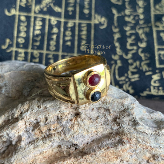 King Centipede Pearl silver and gold plated ring, front view