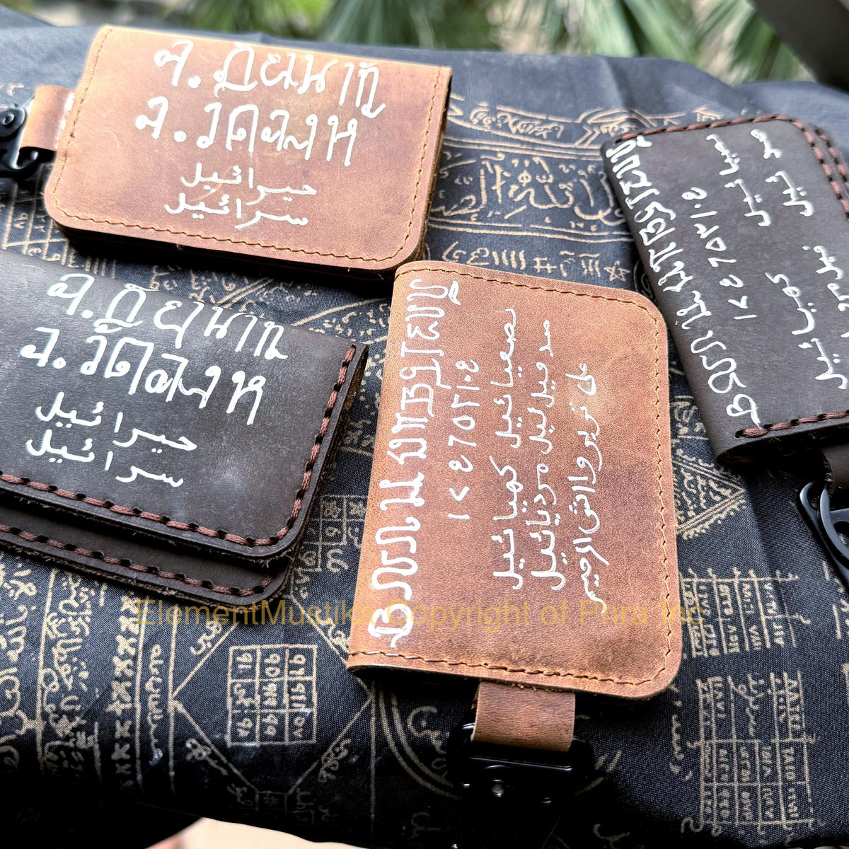 Money Trap leather taweez wallet pouch, front view