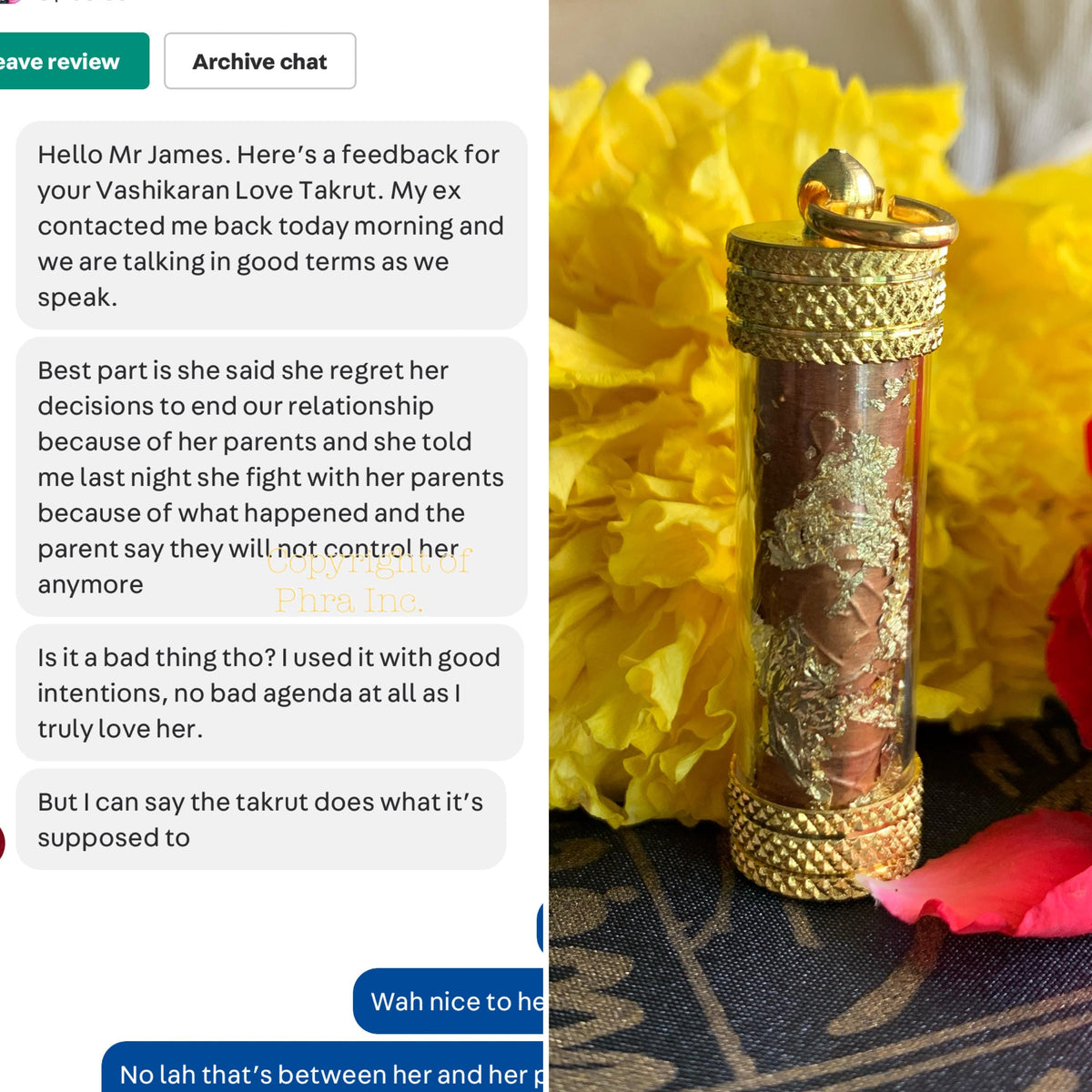 Vashikaran taweez with Bulu Perindu enhanced version, detail