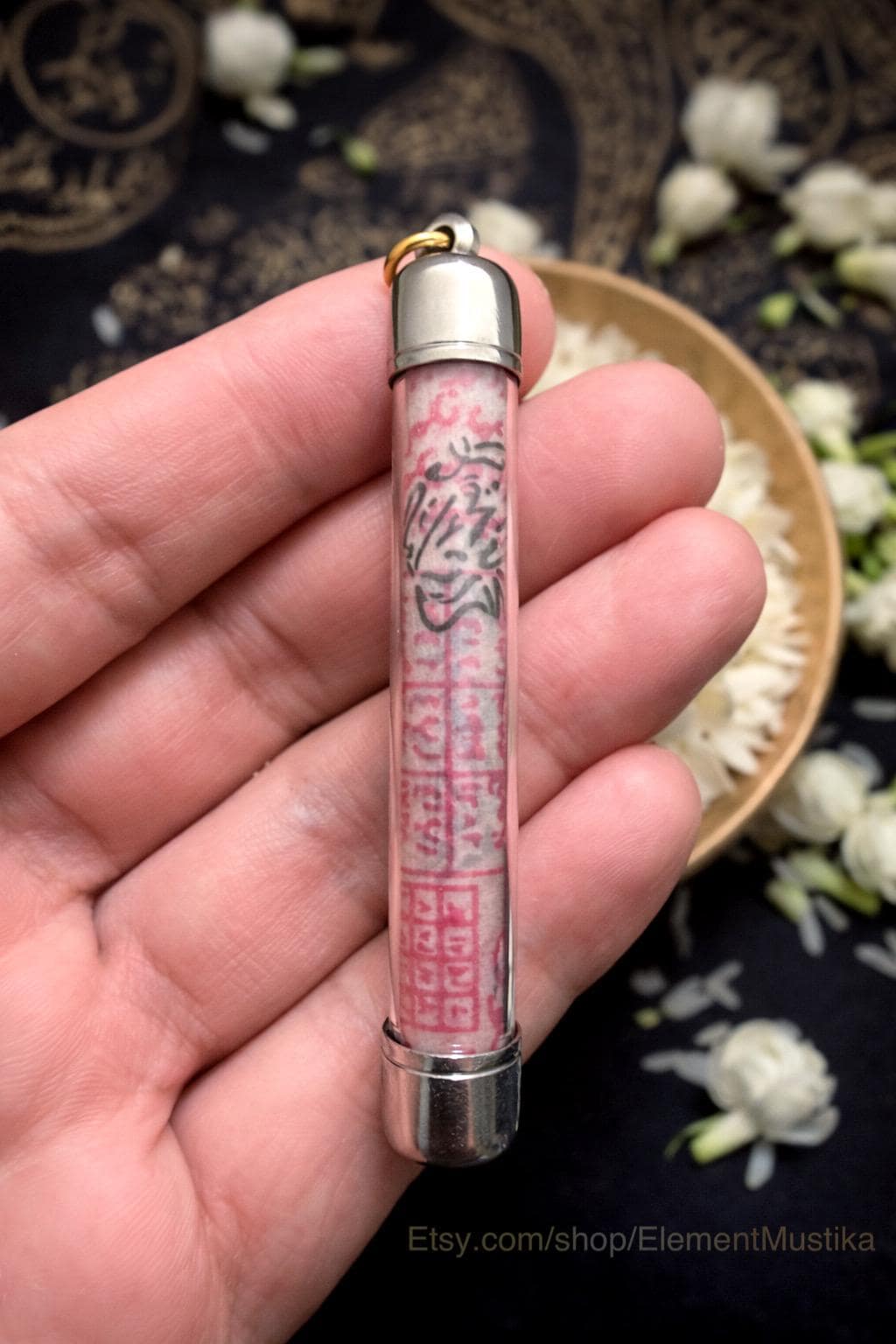 White Tiger protection takrud pendant, front view