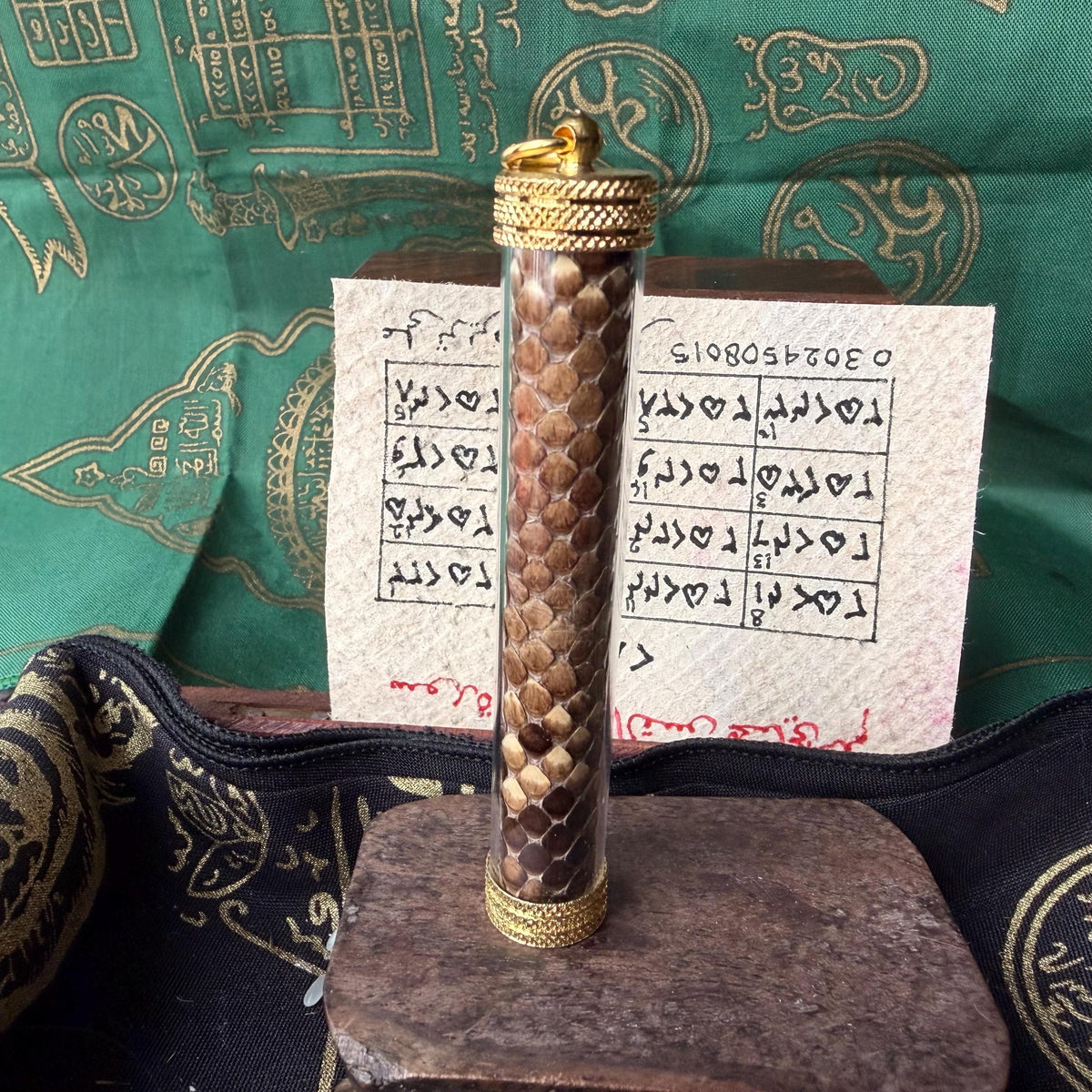 Python skin Sufi taweez wealth protection talisman, front view