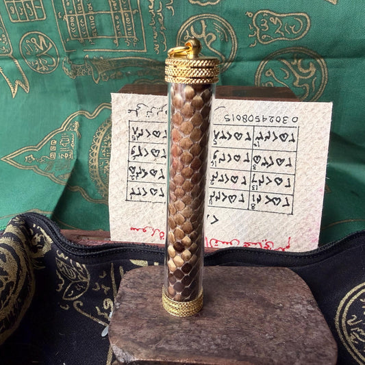 Python skin Sufi taweez wealth protection talisman, front view