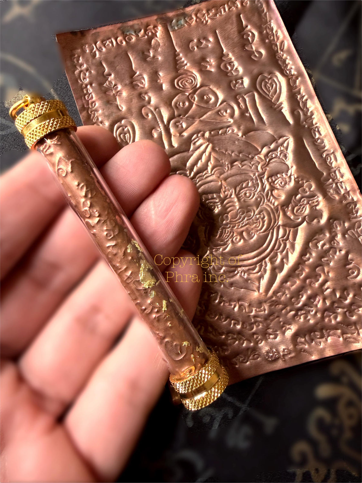 7 Divine Asura protection takrut amulet, front view